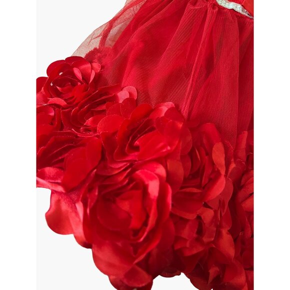 Nanette Baby Red Floral Roses Dress Toddler Girls Size 2T Rhinestone Embellished - Picture 6 of 7